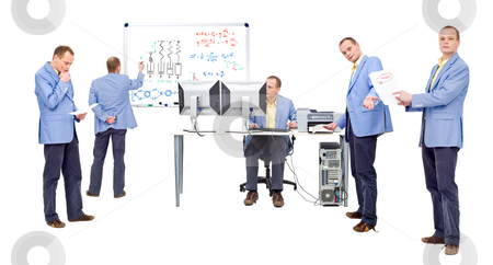 To use this stock image in your creative project, please select the size you need over to the right and click the "Add to Cart" button.
Your downloaded image will come with the Cutcaster watermark removed so don’t worry about the watermark you see on this page. Proving a theory stock photo, Researchers proving a theory by heavy computing and logic thinking by Corepics VOF