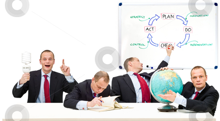 To use this stock image in your creative project, please select the size you need over to the right and click the "Add to Cart" button.
Your downloaded image will come with the Cutcaster watermark removed so don’t worry about the watermark you see on this page. Self Employment stock photo, Conceptual image running a privately owned business, developing strategy in innovation. From left to right: Plan, Do, Check, Act. The strategic principle of the Deming Circle by Corepics VOF