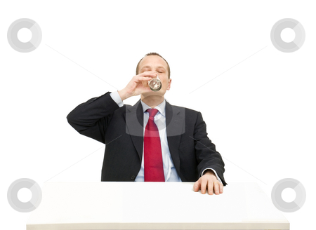 To use this stock image in your creative project, please select the size you need over to the right and click the "Add to Cart" button.
Your downloaded image will come with the Cutcaster watermark removed so don’t worry about the watermark you see on this page. Drinking water stock photo, A businessman in a formal suit and necktie drinking a glass of water by Corepics VOF