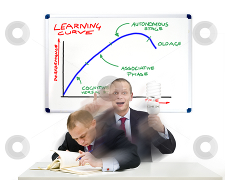 To use this stock image in your creative project, please select the size you need over to the right and click the "Add to Cart" button.
Your downloaded image will come with the Cutcaster watermark removed so don’t worry about the watermark you see on this page. Learning Curve stock photo, A businessman, smartly dressed in a suit, going through a quick learning curve, suddenly understanding the theories he has been studying by Corepics VOF