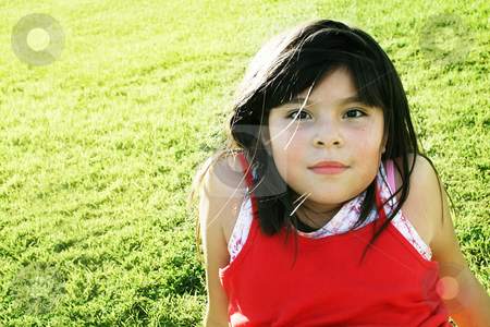To use this stock image in your creative project, please select the size you need over to the right and click the "Add to Cart" button.
Your downloaded image will come with the Cutcaster watermark removed so don’t worry about the watermark you see on this page. Girl relaxing in park stock photo, Cute mixed race girl sitting on grass with relaxed look by iodrakon