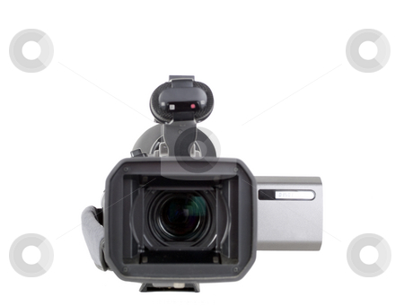 To use this stock image in your creative project, please select the size you need over to the right and click the "Add to Cart" button.
Your downloaded image will come with the Cutcaster watermark removed so don’t worry about the watermark you see on this page. Video camera with lens forward and view screen to side stock photo, Video camera with lens hood and lens pointing forward by Jeff Cleveland