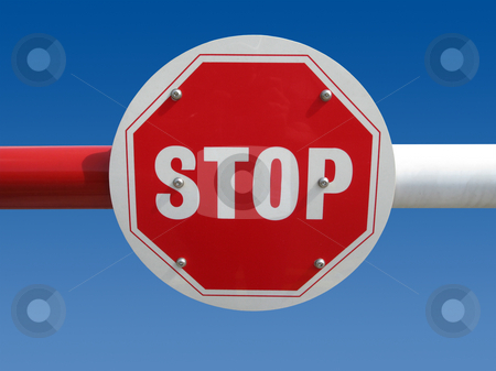 To use this stock image in your creative project, please select the size you need over to the right and click the "Add to Cart" button.
Your downloaded image will come with the Cutcaster watermark removed so don’t worry about the watermark you see on this page. Red stop sign on a barrier. stock photo, Red stop sign on a barrier. by Stephen Rees