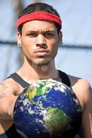 To use this stock image in your creative project, please select the size you need over to the right and click the "Add to Cart" button.
Your downloaded image will come with the Cutcaster watermark removed so don’t worry about the watermark you see on this page. The World Is Yours stock photo, A young basketball player gripping the earth tightly. Shallow depth of field with stronger focus on the face. by Todd Arena