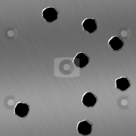 To use this stock image in your creative project, please select the size you need over to the right and click the "Add to Cart" button.
Your downloaded image will come with the Cutcaster watermark removed so don’t worry about the watermark you see on this page. Bullet Holes stock photo, Bullet holes shot into a brushed metal texture. by Todd Arena