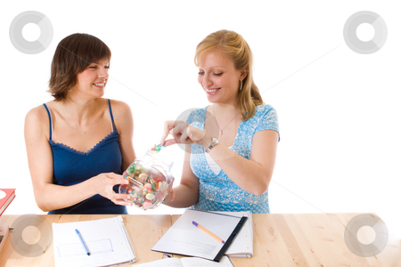 To use this stock image in your creative project, please select the size you need over to the right and click the "Add to Cart" button.
Your downloaded image will come with the Cutcaster watermark removed so don’t worry about the watermark you see on this page. Women doing school work stock photo, by Jan Martin Will