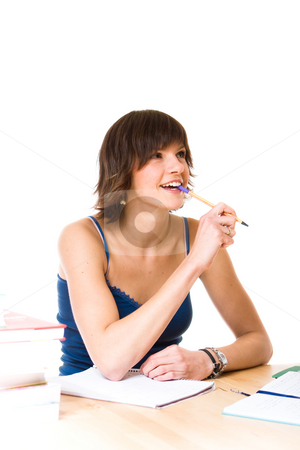To use this stock image in your creative project, please select the size you need over to the right and click the "Add to Cart" button.
Your downloaded image will come with the Cutcaster watermark removed so don’t worry about the watermark you see on this page. Study stock photo, Young woman doing her studies by Jan Martin Will