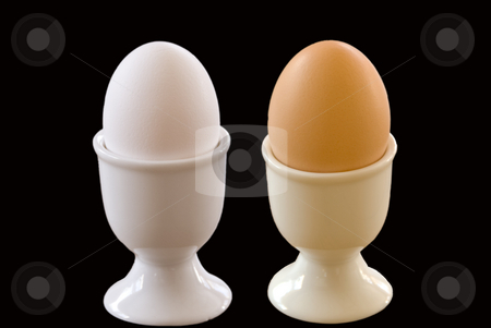 To use this stock image in your creative project, please select the size you need over to the right and click the "Add to Cart" button.
Your downloaded image will come with the Cutcaster watermark removed so don’t worry about the watermark you see on this page. Two eggs stock photo, One brown egg and one white egg on a black background by Wolfgang Zintl