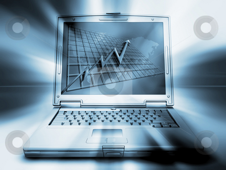 To use this stock image in your creative project, please select the size you need over to the right and click the "Add to Cart" button.
Your downloaded image will come with the Cutcaster watermark removed so don’t worry about the watermark you see on this page. Success stock photo, Laptop with graph showing rising profits on screen by Kirsty Pargeter