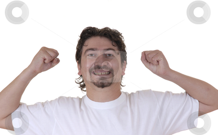 To use this stock image in your creative project, please select the size you need over to the right and click the "Add to Cart" button.
Your downloaded image will come with the Cutcaster watermark removed so don’t worry about the watermark you see on this page. Fun stock photo, Young man having fun in a white background by Rui Vale de Sousa
