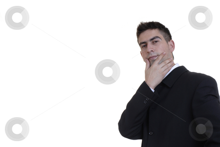 To use this stock image in your creative project, please select the size you need over to the right and click the "Add to Cart" button.
Your downloaded image will come with the Cutcaster watermark removed so don’t worry about the watermark you see on this page. Thoughts stock photo, Young businessman thinking in a white background by Rui Vale de Sousa