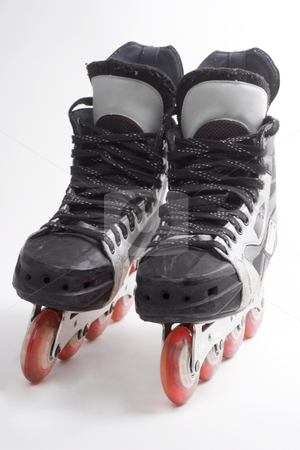 To use this stock image in your creative project, please select the size you need over to the right and click the "Add to Cart" button.
Your downloaded image will come with the Cutcaster watermark removed so don’t worry about the watermark you see on this page. Inline hockey skates stock photo, A pair of mens inline hockey skates by Matt Baker
