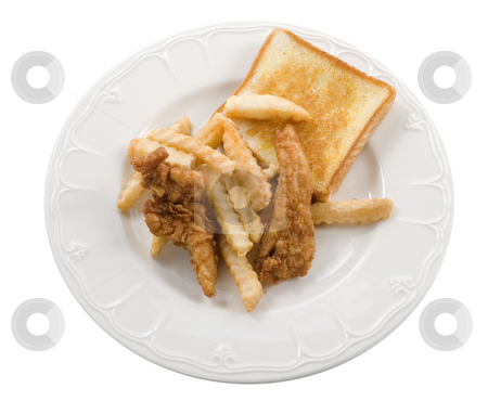 To use this stock image in your creative project, please select the size you need over to the right and click the "Add to Cart" button.
Your downloaded image will come with the Cutcaster watermark removed so don’t worry about the watermark you see on this page. Fast food chicken fingers stock photo, A plate of fried chicken tenders and bread by Matt Baker