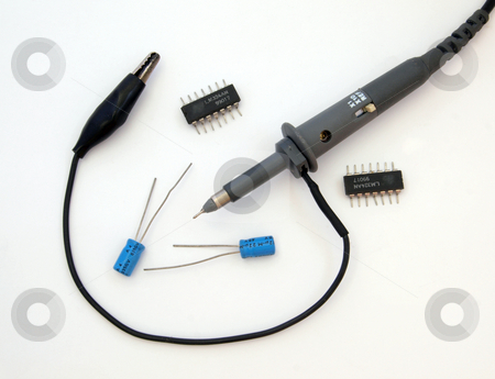 To use this stock image in your creative project, please select the size you need over to the right and click the "Add to Cart" button.
Your downloaded image will come with the Cutcaster watermark removed so don’t worry about the watermark you see on this page. Electronic test lead stock photo, Electronic test lead and asorted semiconductor components. by Ian Langley