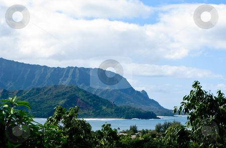To use this stock image in your creative project, please select the size you need over to the right and click the "Add to Cart" button.
Your downloaded image will come with the Cutcaster watermark removed so don’t worry about the watermark you see on this page. Na Pali coastline framed by trees stock photo, Na Pali coastline off the north coast of Hawaii framed by verdant trees by Steven Heap