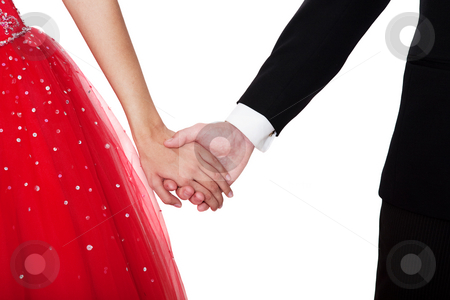 To use this stock image in your creative project, please select the size you need over to the right and click the "Add to Cart" button.
Your downloaded image will come with the Cutcaster watermark removed so don’t worry about the watermark you see on this page. Boy Meets Girl stock photo, Boy & girl, in formal attire, holding hands against a white background. by Brenda Carson