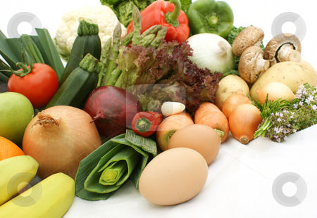 To use this stock image in your creative project, please select the size you need over to the right and click the "Add to Cart" button.
Your downloaded image will come with the Cutcaster watermark removed so don’t worry about the watermark you see on this page. Fruit and vegetables stock photo, Various fruit and vegetables by Kirsty Pargeter