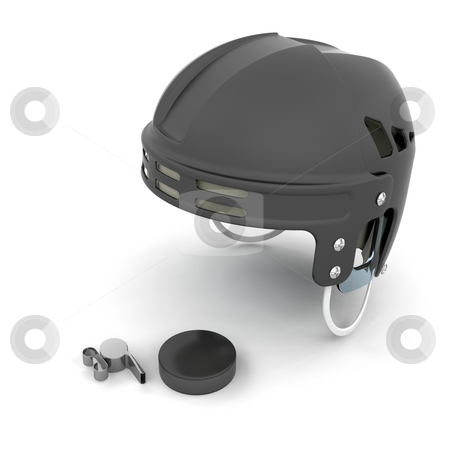 To use this stock image in your creative project, please select the size you need over to the right and click the "Add to Cart" button.
Your downloaded image will come with the Cutcaster watermark removed so don’t worry about the watermark you see on this page. Ice hockey helmet, puck and whistle stock photo, 3D render of ice hockey referee items by Kirsty Pargeter