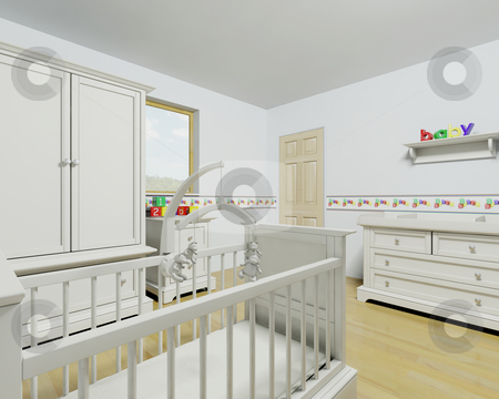 To use this stock image in your creative project, please select the size you need over to the right and click the "Add to Cart" button.
Your downloaded image will come with the Cutcaster watermark removed so don’t worry about the watermark you see on this page. Nursery interior stock photo, 3d render of a contemporary childrens nursey interior by Kirsty Pargeter