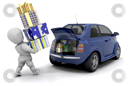 To use this stock image in your creative project, please select the size you need over to the right and click the "Add to Cart" button.
Your downloaded image will come with the Cutcaster watermark removed so don’t worry about the watermark you see on this page. Christmas shopping stock photo, Someone loading gifts into the boot of a car by Kirsty Pargeter