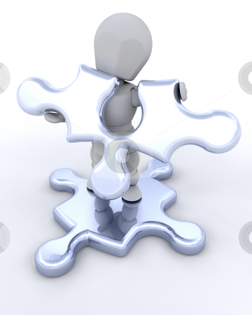 To use this stock image in your creative project, please select the size you need over to the right and click the "Add to Cart" button.
Your downloaded image will come with the Cutcaster watermark removed so don’t worry about the watermark you see on this page. Connections stock photo, 3D render of someone connecting jigsaw pieces by Kirsty Pargeter