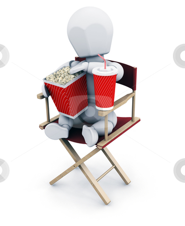 To use this stock image in your creative project, please select the size you need over to the right and click the "Add to Cart" button.
Your downloaded image will come with the Cutcaster watermark removed so don’t worry about the watermark you see on this page. Movie person stock photo, 3D render of someone with pocorn and soda by Kirsty Pargeter