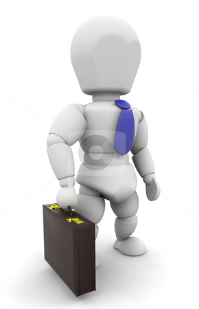 To use this stock image in your creative project, please select the size you need over to the right and click the "Add to Cart" button.
Your downloaded image will come with the Cutcaster watermark removed so don’t worry about the watermark you see on this page. Businessman stock photo, 3D render of a businessman with a briefcase by Kirsty Pargeter