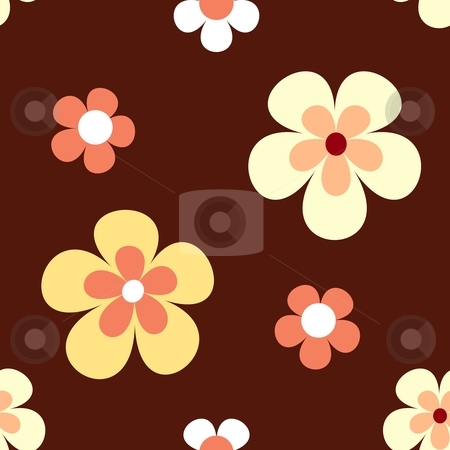 To use this stock image in your creative project, please select the size you need over to the right and click the "Add to Cart" button.
Your downloaded image will come with the Cutcaster watermark removed so don’t worry about the watermark you see on this page. Seamless retro flower pattern stock vector clipart, Retro flowers in bright yellow, orange and white on dark red brown background that will tile seamlessly. 7 global colours. by Ina Wendrock