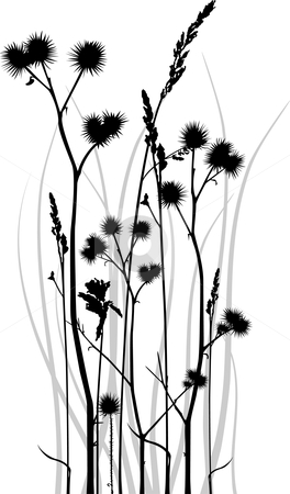 To use this stock image in your creative project, please select the size you need over to the right and click the "Add to Cart" button.
Your downloaded image will come with the Cutcaster watermark removed so don’t worry about the watermark you see on this page. Grass silhouette stock vector clipart, Gray scale vector silhouette of grass blades with bur. by Ina Wendrock