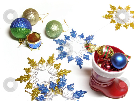 To use this stock image in your creative project, please select the size you need over to the right and click the "Add to Cart" button.
Your downloaded image will come with the Cutcaster watermark removed so don’t worry about the watermark you see on this page. Christmas things stock photo, A lot of multicolored decorations in Christmas boot by Sergej Razvodovskij