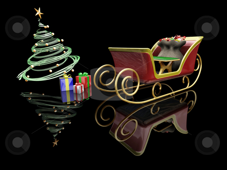 To use this stock image in your creative project, please select the size you need over to the right and click the "Add to Cart" button.
Your downloaded image will come with the Cutcaster watermark removed so don’t worry about the watermark you see on this page. Santas sleigh stock photo, 3D render of Santas sleigh, a Christmas tree and presents by Kirsty Pargeter