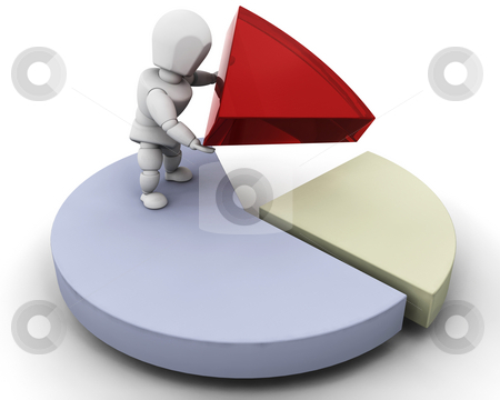 To use this stock image in your creative project, please select the size you need over to the right and click the "Add to Cart" button.
Your downloaded image will come with the Cutcaster watermark removed so don’t worry about the watermark you see on this page. Business solutions stock photo, 3D render of someone with a pie chart by Kirsty Pargeter