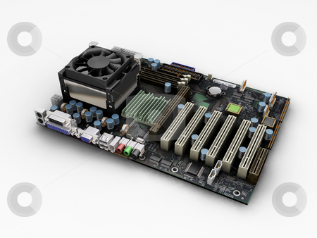 To use this stock image in your creative project, please select the size you need over to the right and click the "Add to Cart" button.
Your downloaded image will come with the Cutcaster watermark removed so don’t worry about the watermark you see on this page. Motherboard stock photo, 3D render of a motherboard by Kirsty Pargeter