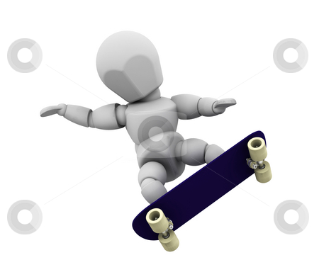 To use this stock image in your creative project, please select the size you need over to the right and click the "Add to Cart" button.
Your downloaded image will come with the Cutcaster watermark removed so don’t worry about the watermark you see on this page. Skater stock photo, 3D render of someone skateboarding by Kirsty Pargeter