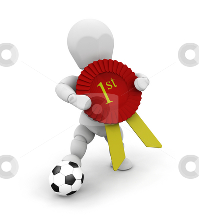 To use this stock image in your creative project, please select the size you need over to the right and click the "Add to Cart" button.
Your downloaded image will come with the Cutcaster watermark removed so don’t worry about the watermark you see on this page. Winner stock photo, 3D render of someone with a football and a first prize ribbon by Kirsty Pargeter