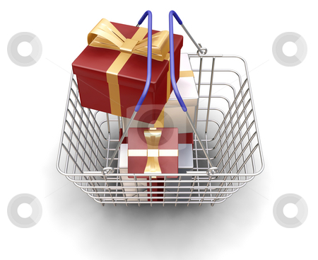 To use this stock image in your creative project, please select the size you need over to the right and click the "Add to Cart" button.
Your downloaded image will come with the Cutcaster watermark removed so don’t worry about the watermark you see on this page. Christmas presents stock photo, 3D render of a shopping basket full of Christmas presents by Kirsty Pargeter