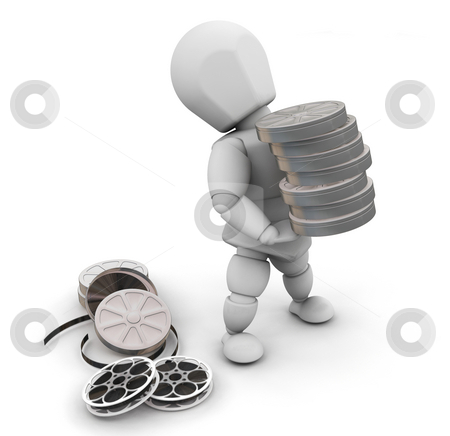 To use this stock image in your creative project, please select the size you need over to the right and click the "Add to Cart" button.
Your downloaded image will come with the Cutcaster watermark removed so don’t worry about the watermark you see on this page. Movie person stock photo, 3D render of someone with film reels by Kirsty Pargeter