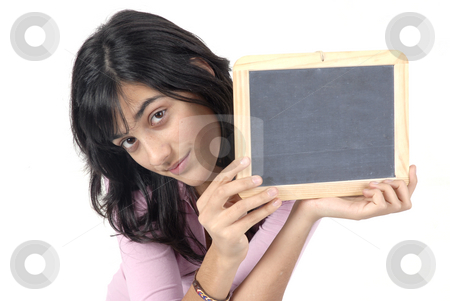 To use this stock image in your creative project, please select the size you need over to the right and click the "Add to Cart" button.
Your downloaded image will come with the Cutcaster watermark removed so don’t worry about the watermark you see on this page. Blackboard stock photo, Young girl with a blackboard in a white background by Rui Vale de Sousa