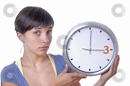 To use this stock image in your creative project, please select the size you need over to the right and click the "Add to Cart" button.
Your downloaded image will come with the Cutcaster watermark removed so don’t worry about the watermark you see on this page. Clock stock photo, Caucasian young woman holding a big clock by Rui Vale de Sousa