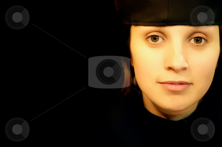 To use this stock image in your creative project, please select the size you need over to the right and click the "Add to Cart" button.
Your downloaded image will come with the Cutcaster watermark removed so don’t worry about the watermark you see on this page. Girl stock photo, Young woman portrait in a black background by Rui Vale de Sousa