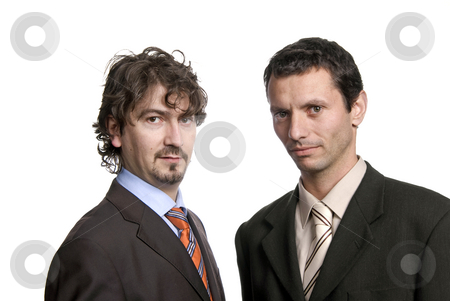 To use this stock image in your creative project, please select the size you need over to the right and click the "Add to Cart" button.
Your downloaded image will come with the Cutcaster watermark removed so don’t worry about the watermark you see on this page. Team stock photo, Two young business men portrait on white by Rui Vale de Sousa
