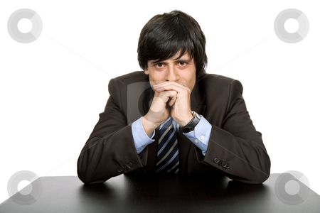 To use this stock image in your creative project, please select the size you need over to the right and click the "Add to Cart" button.
Your downloaded image will come with the Cutcaster watermark removed so don’t worry about the watermark you see on this page. Business man stock photo, Young business man on a desk, isolated on white by Rui Vale de Sousa