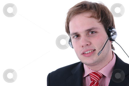 To use this stock image in your creative project, please select the size you need over to the right and click the "Add to Cart" button.
Your downloaded image will come with the Cutcaster watermark removed so don’t worry about the watermark you see on this page. Call center stock photo, Young man of a call center in a white background by Rui Vale de Sousa