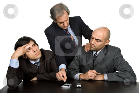 To use this stock image in your creative project, please select the size you need over to the right and click the "Add to Cart" button.
Your downloaded image will come with the Cutcaster watermark removed so don’t worry about the watermark you see on this page. Working stock photo, Group of workers on a desk, isolated on white by Rui Vale de Sousa