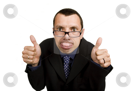 To use this stock image in your creative project, please select the size you need over to the right and click the "Add to Cart" button.
Your downloaded image will come with the Cutcaster watermark removed so don’t worry about the watermark you see on this page. Silly stock photo, Young business man playing silly, isolated on white by Rui Vale de Sousa