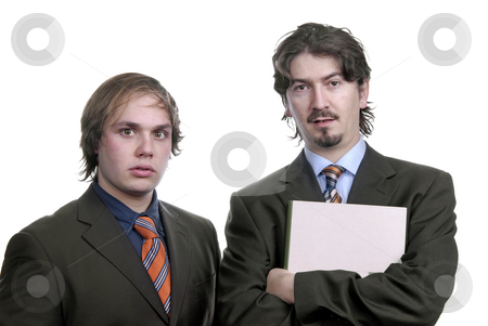 To use this stock image in your creative project, please select the size you need over to the right and click the "Add to Cart" button.
Your downloaded image will come with the Cutcaster watermark removed so don’t worry about the watermark you see on this page. Stand stock photo, Two young business men portrait isolated on white by Rui Vale de Sousa