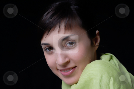 To use this stock image in your creative project, please select the size you need over to the right and click the "Add to Cart" button.
Your downloaded image will come with the Cutcaster watermark removed so don’t worry about the watermark you see on this page. Happy stock photo, Young beautiful woman portrait in black background by Rui Vale de Sousa
