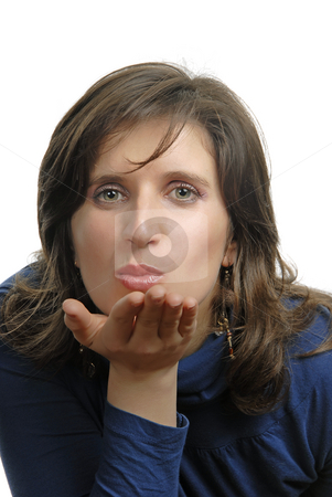 To use this stock image in your creative project, please select the size you need over to the right and click the "Add to Cart" button.
Your downloaded image will come with the Cutcaster watermark removed so don’t worry about the watermark you see on this page. Kiss stock photo, A kiss from a young woman, isolated on white by Rui Vale de Sousa