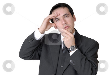 To use this stock image in your creative project, please select the size you need over to the right and click the "Add to Cart" button.
Your downloaded image will come with the Cutcaster watermark removed so don’t worry about the watermark you see on this page. Headache stock photo, Worried business man portrait in a white background by Rui Vale de Sousa