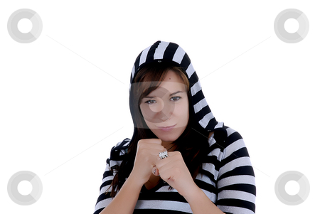 To use this stock image in your creative project, please select the size you need over to the right and click the "Add to Cart" button.
Your downloaded image will come with the Cutcaster watermark removed so don’t worry about the watermark you see on this page. Female boxer stock photo, Young casual woman standing in a white background by Rui Vale de Sousa